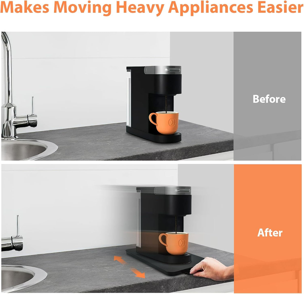 Sliding Tray for Coffee Maker, Countertop Appliance Slider 9” × 14.5”