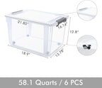 Citylife 6 Packs 58.1 QT Plastic Storage Bins - Image 6