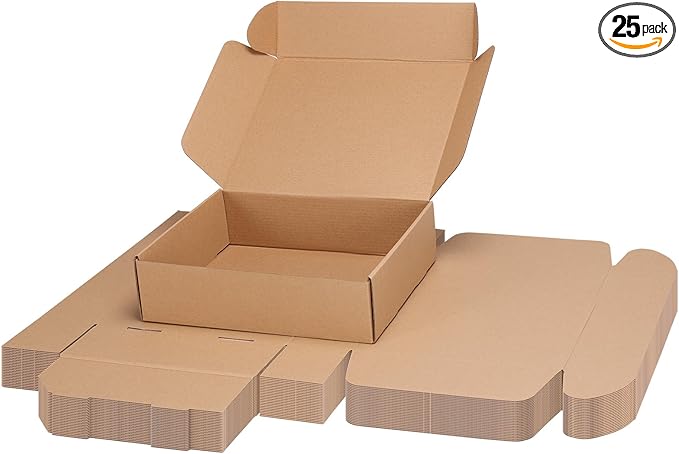 PHAREGE 11x9x3 inch Shipping Boxes Bulk 25 Pack Brown, Tab Lock Tuck Top Mailer by PHAREGE