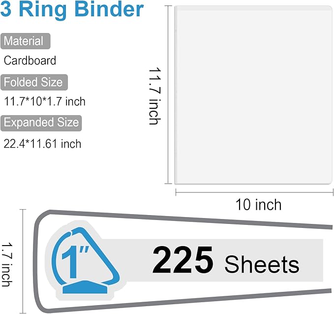 Comix Sturdy 3-Ring-Binder 1-inch D Ring Binders, 2.4mm-Thick, Hold 225 Sheets - Image 5