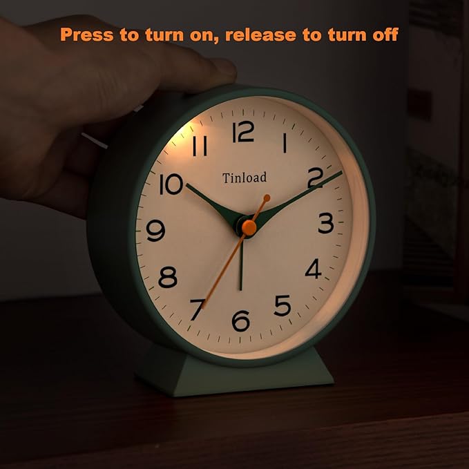 Tinload 4.5" Battery Operated Retro Analog Alarm Clock, Small Silent Bedside - Image 5