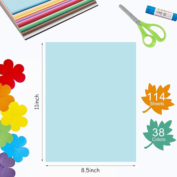 OcePor 114 Sheets Colored Cardstock 38 Colors, 8.5x11 Color Cardstock Bulk - Image 3