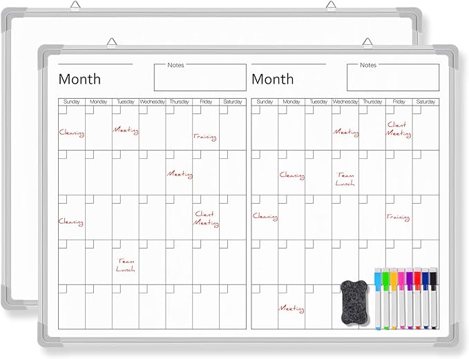 Lincia 36" x 12" Magnetic Horizontal 2 Month Dry Erase Calendar by Lincia