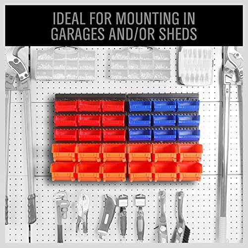 horusdy wall mounted storage bins parts rack 30pc, close-up detail