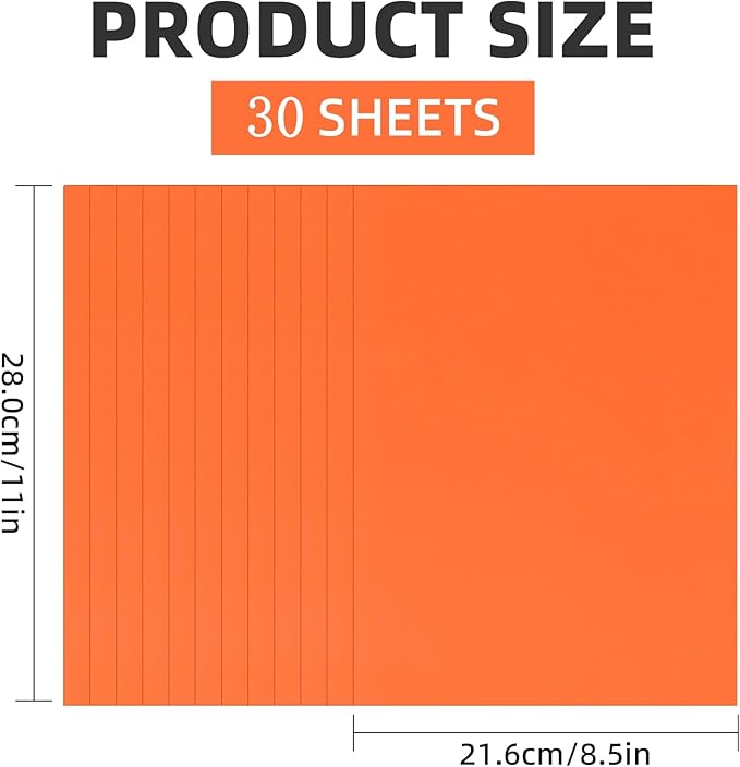 30 Sheets Orange Cardstock 8.5'' x 11'', 250gsm/90lb Heavyweight Cover - Image 2