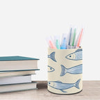 Sardine Fish Pencil Holder Leather Desk Organizer Stand Round Pen Cup Container - Image 6