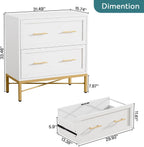 tribesigns modern white 2 drawer file cabinet, lateral, close-up detail