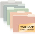 SUNEE File Folders Letter Size Pastel Colors, 250 Pack Manilla Folders 8.5 x 11