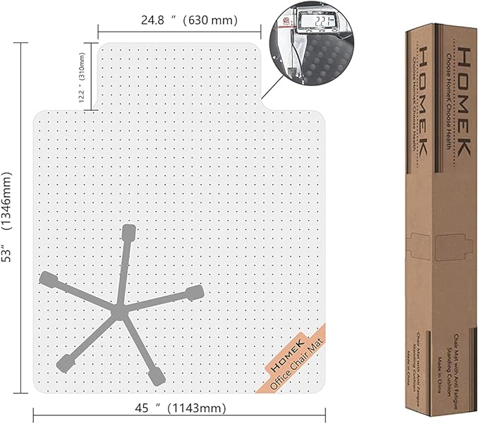 HOMEK Office Chair Mat for Carpet, Transparent Carpet Protector Mat for Office - Image 7