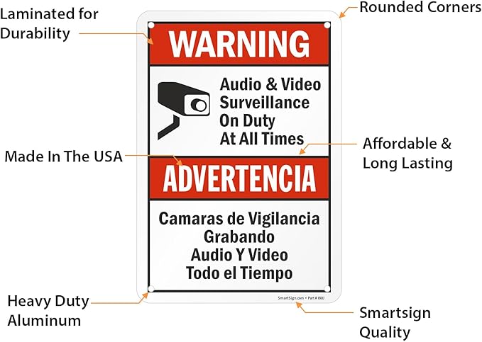 SmartSign 2-Pack 'Warning Audio And Video Surveillance On Duty At All Times' - Image 5