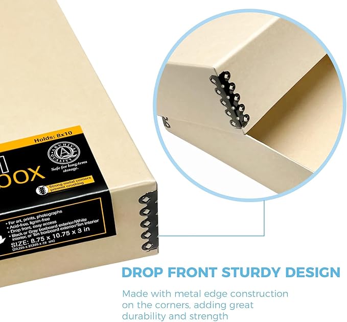 Lineco Museum Archival Storage Box, 8.75x10.75x3 in. Drop Front Design. - Image 4