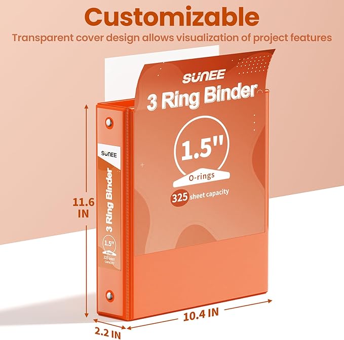 SUNEE 3 Ring Binder 1.5 Inch 1 Pack - Image 7