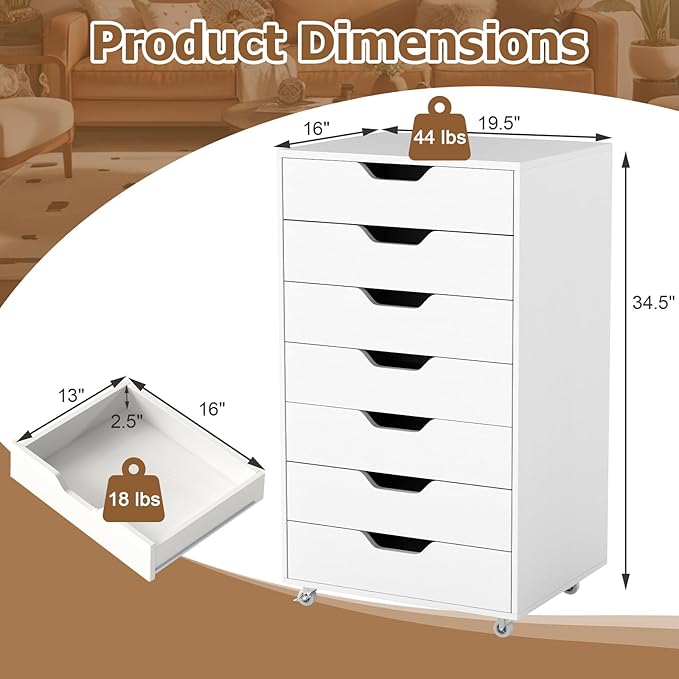 Giantex Drawers Cabinet Mobile Lateral Filing Organizer - Image 3