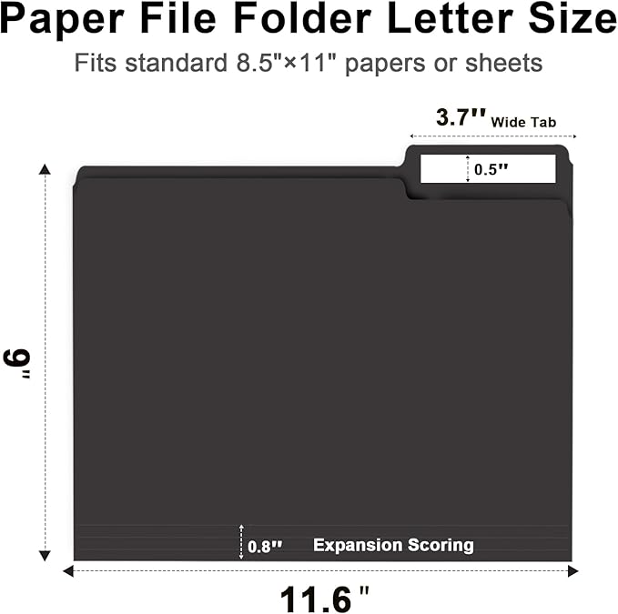 File Folder, RAZCC 150 Pack 1/3 Cut Tab File Folders Letter Size, Folders - Image 2