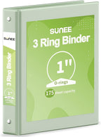 SUNEE 3 Ring Binder 1 Inch 1 Pack, Sage Green by SUNEE