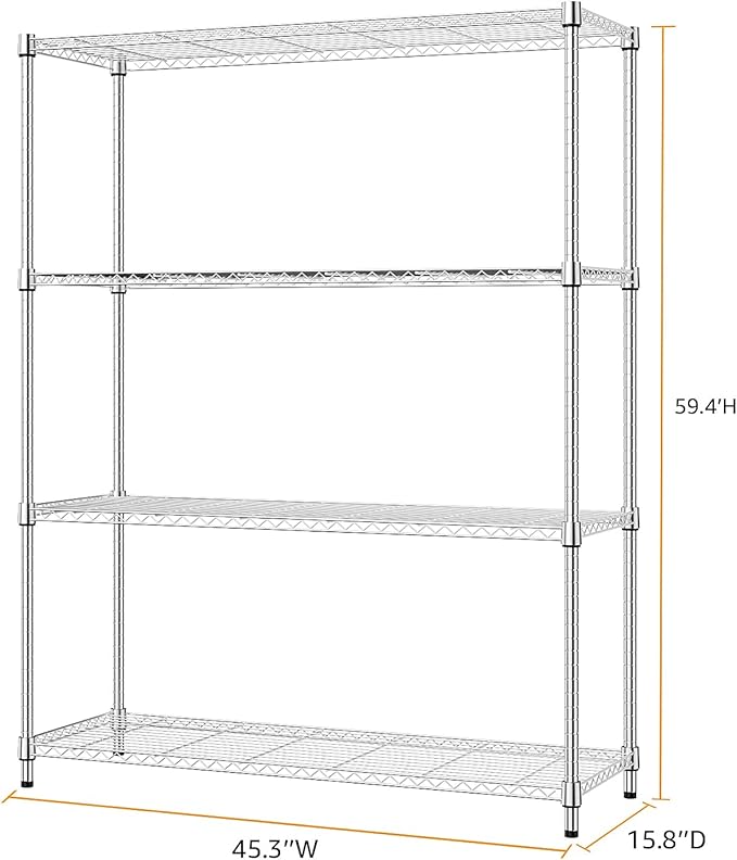 M MZG 5-Shelf Storage Shelves, Wire Shelving Heavy Duty Metal Storage Shelving - Image 3