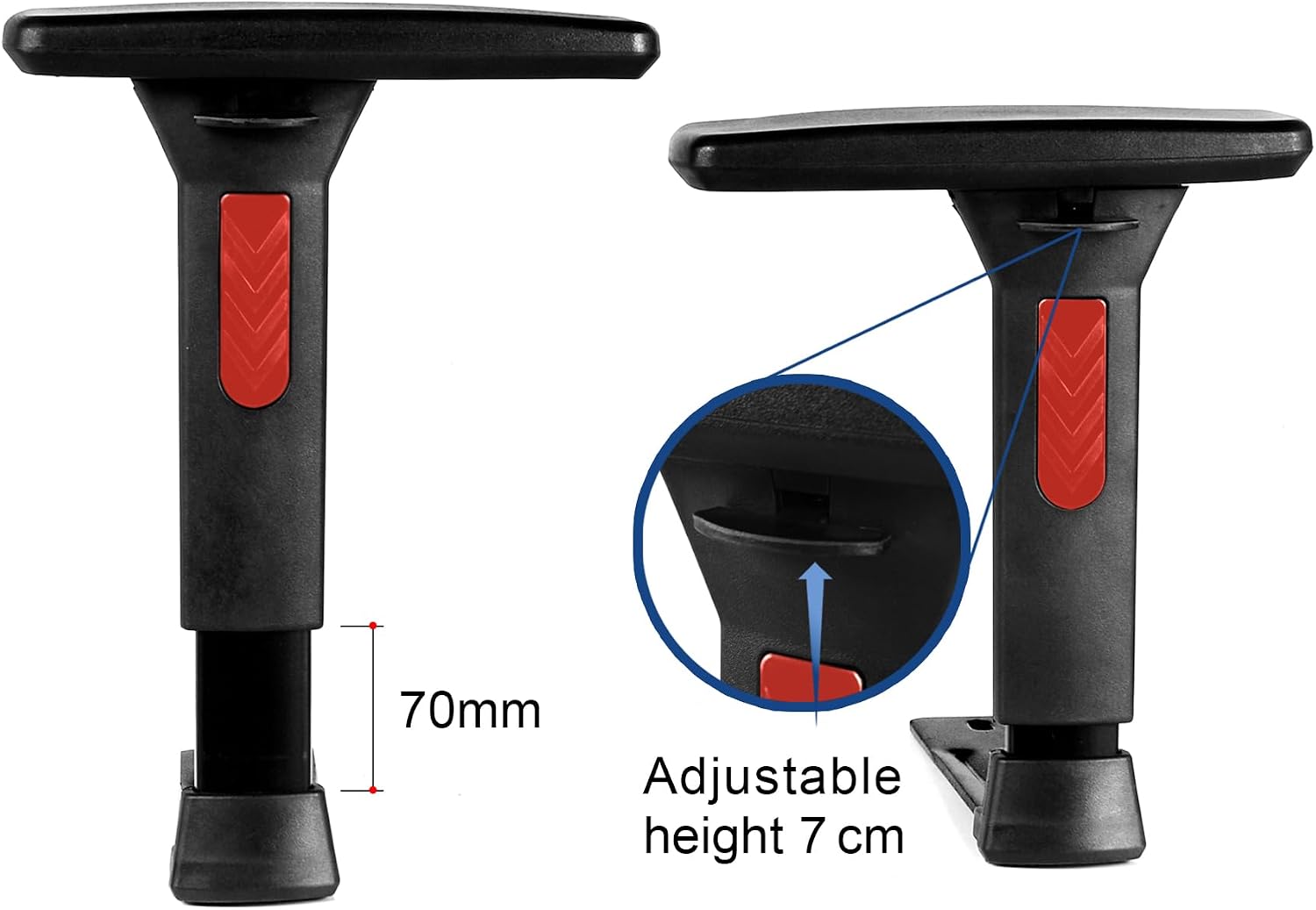 Frassie Height Adjustable Gaming Chair Armrest Pair Boss Chair Arms Set Replacement (Red)