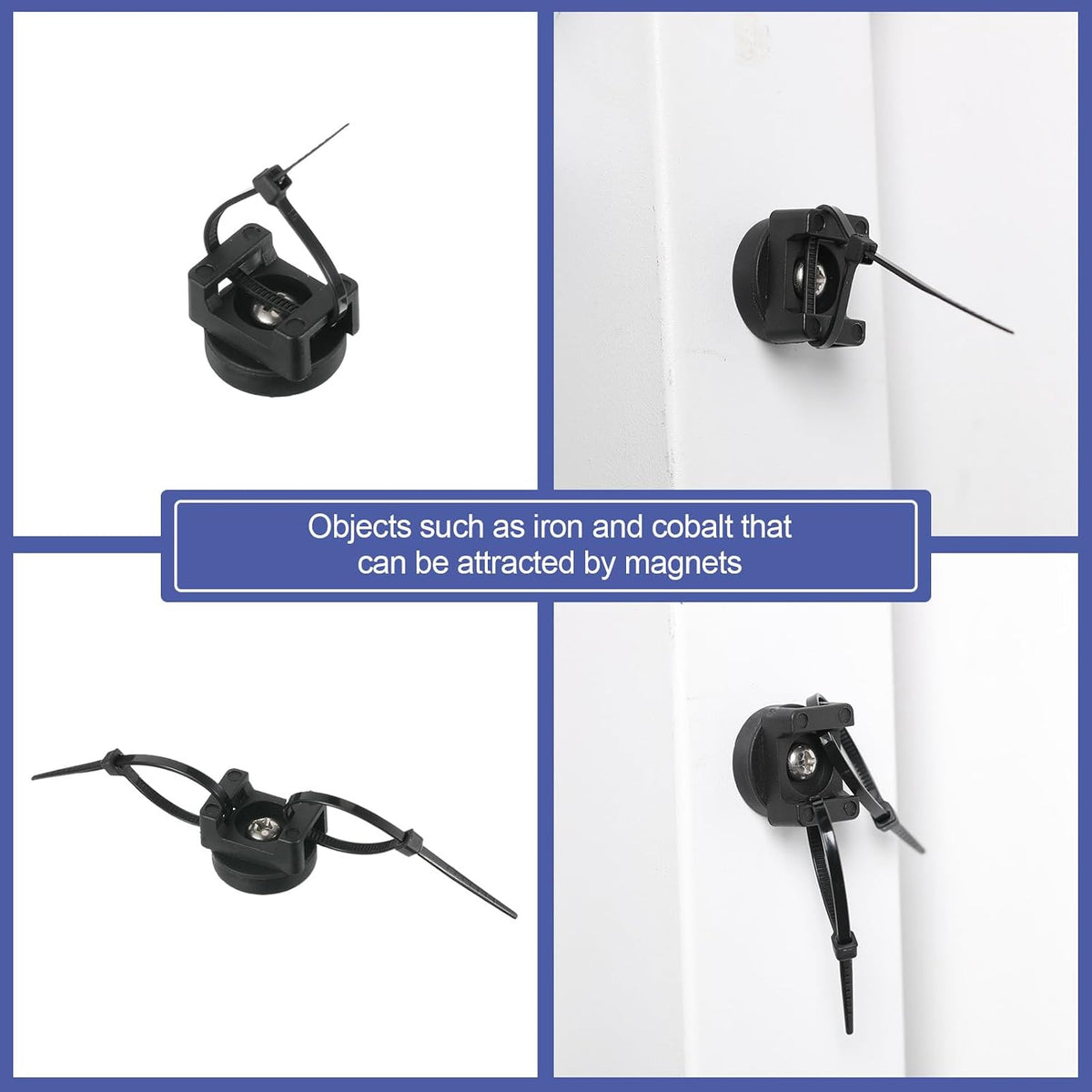 Yookeer 15 Pcs Magnetic Zip Tie Mount Cable Clips Black, 22 mm