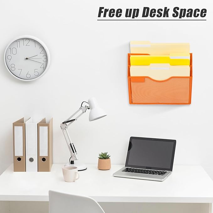 EASEPRES 3 Pocket Mesh Hanging Wall File Organizer, Wall Mounted Mail Paper - Image 3
