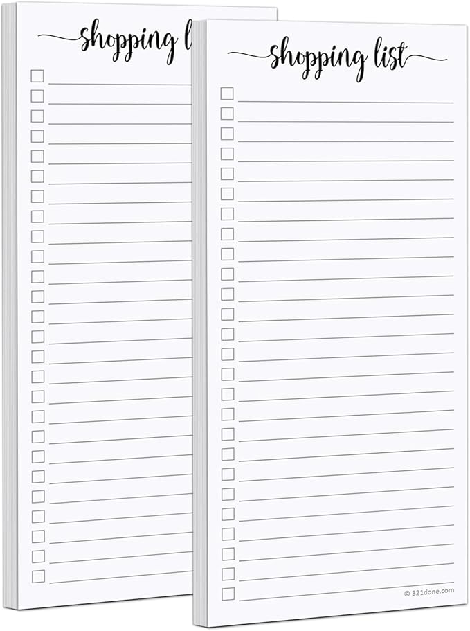 321Done 2-Pack Slim Shopping List Notepad, Made in USA by 321Done