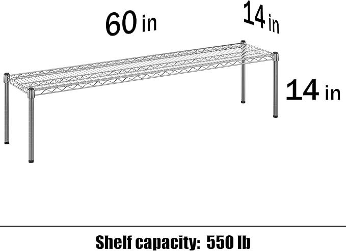 Regal Altair 14" Deep x 60" Wide x 14" Height Wire Shelving Kit | 1-Tier | NSF - Image 3