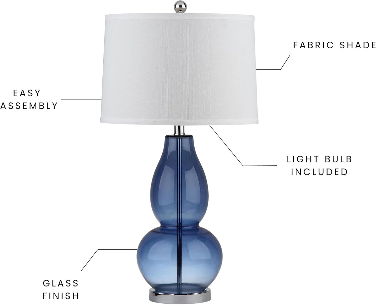 Safavieh Lighting Collection Mercurio Double Gourd Blue and White Table Lamp,...