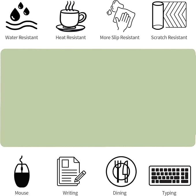 Bloss Green Desk Mat, Mouse Pad, Waterproof Leather Desk Pad, Desk Matt - Image 4