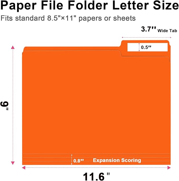 File Folder, RAZCC 150 Pack 1/3 Cut Tab File Folders Letter Size, Folders - Image 2
