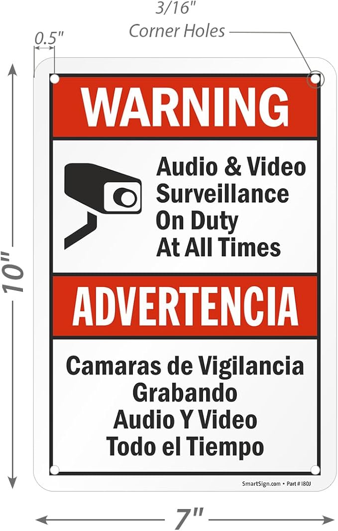 SmartSign 2-Pack 'Warning Audio And Video Surveillance On Duty At All Times' - Image 7