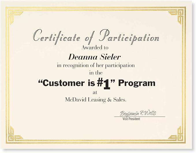 PaperDirect Gold on Cream Classic Specialty Certificates, 8½ x11, Foil Accents - Image 2
