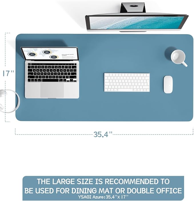 YSAGi Non-Slip Leather Desk Pad L Size, Waterproof Laptop Computer Desk - Image 7