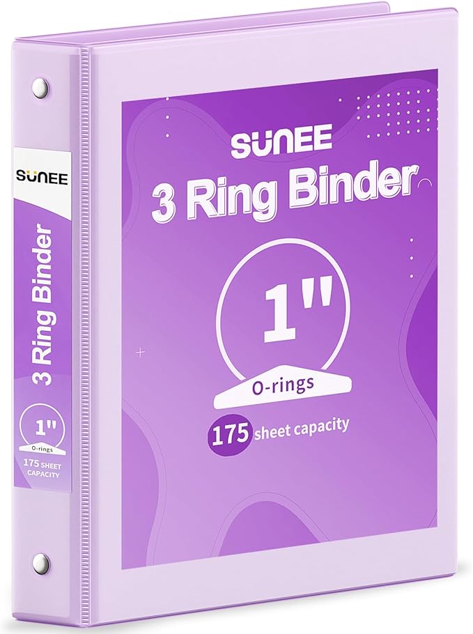 SUNEE 3 Ring Binder 1 Inch 1 Pack by SUNEE