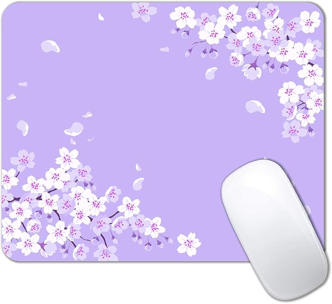 IMAYONDIA Cute Purple Mouse Pad, Floral Flowers Mouse Pad, Sakura Cherry by IMAYONDIA