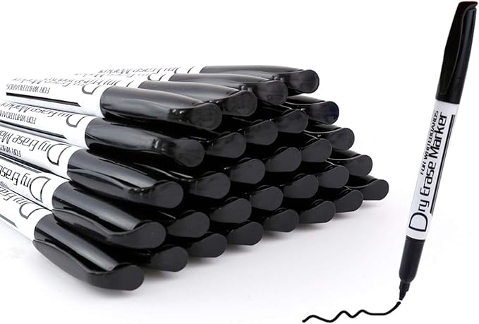 Volcanics Black Dry Erase Markers Low Odor Fine Whiteboard Markers Thin Box of - Image 2