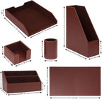 6 piece office supplies/desk organizer set with desktop on a desk or shelf