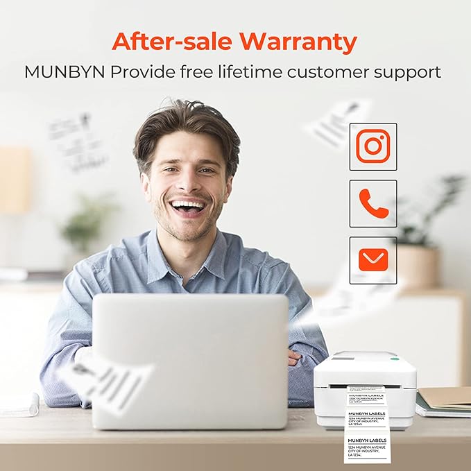 MUNBYN 2.25"x1.25" Thermal Sticker Labels, Self-Adhesive Barcode Label Paper - Image 5