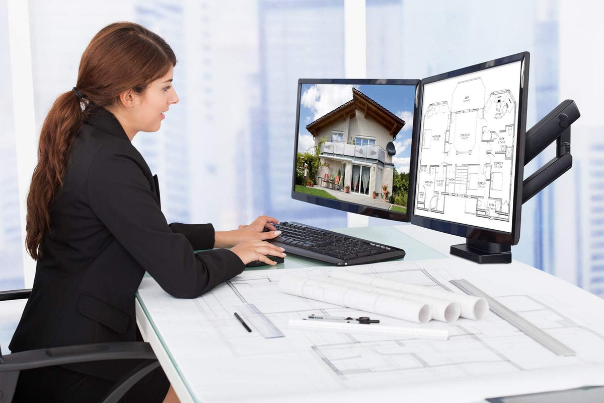Mount-It! Dual Monitor Arm Desk Stand, 24-32" Screens