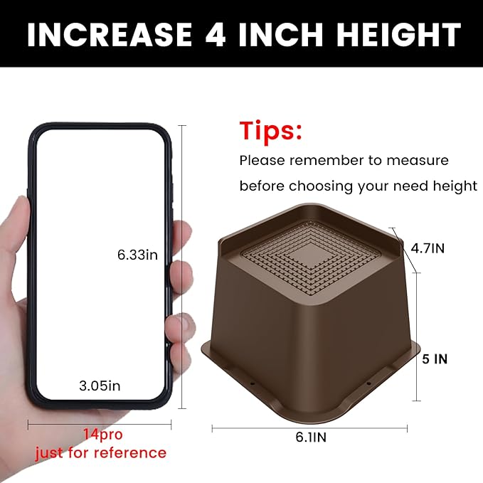 MXMZHXU Bed Risers 2 inch, 3 inch, 4 inch, 6 inch or 8 inch Heavy Duty - Image 2