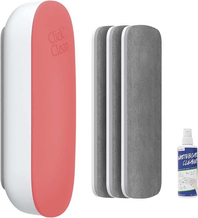 CLICK CLEAN Replaceable Dry Erase Board Eraser, 4-in-1 Magnetic Whiteboard by CLICKCLEAN