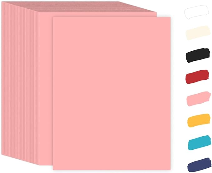 100 Sheets Pink Cardstock 8.5 x 11 65lb Paper, Goefun Pink Card Stock Printer by Goefun