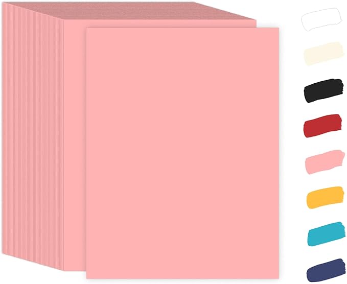 50 Pack Pink Cardstock 8.5 x 11 65lb Paper, Goefun Pink Card Stock Printer Paper by Goefun