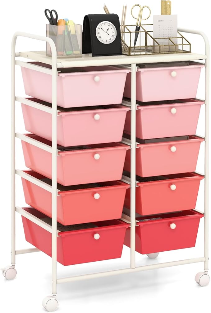 HAPPYGRILL 10-Drawer Rolling Storage Cart, Storage Organizer Cart by HAPPYGRILL