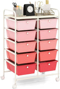 HAPPYGRILL 10-Drawer Rolling Storage Cart, Storage Organizer Cart by HAPPYGRILL