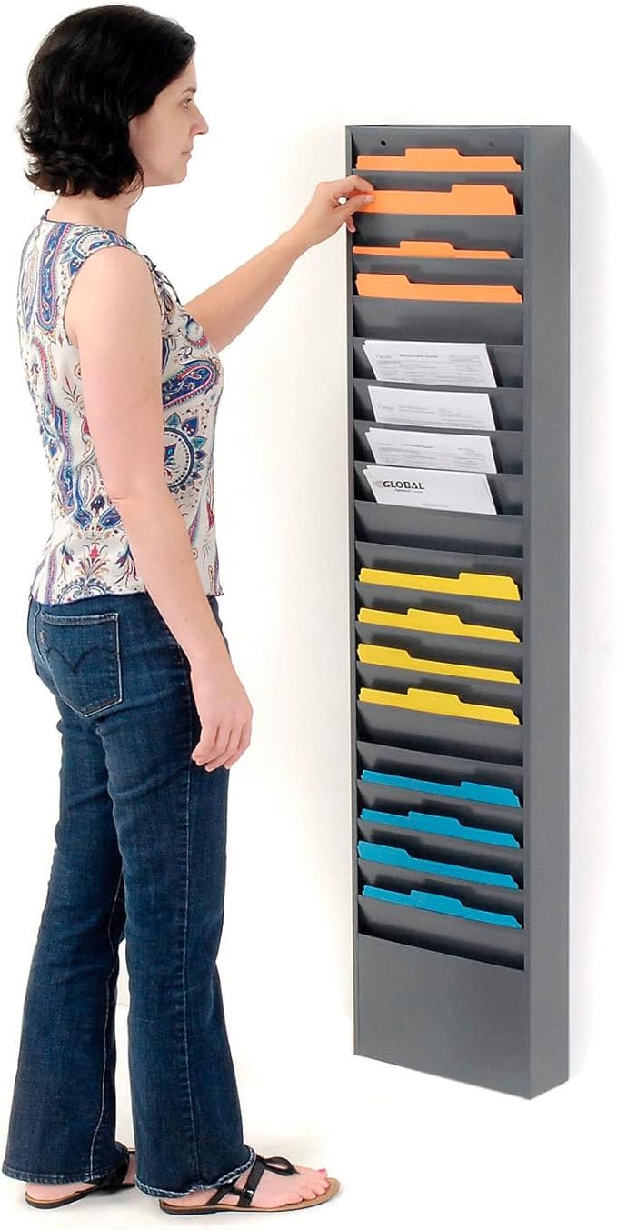 Global Industrial Steel Medical Chart Hanging Wall File Holder, 20 Pockets - Image 4