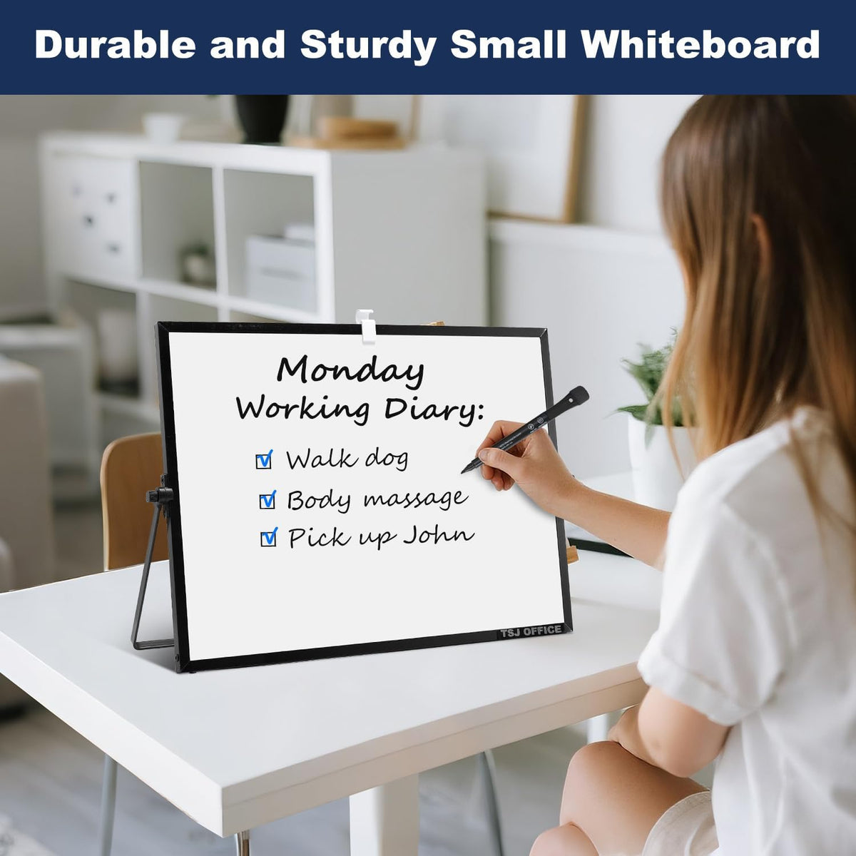 TSJ OFFICE Small White Board - 18 X 14 Inches Black Framed Dry Erase Board