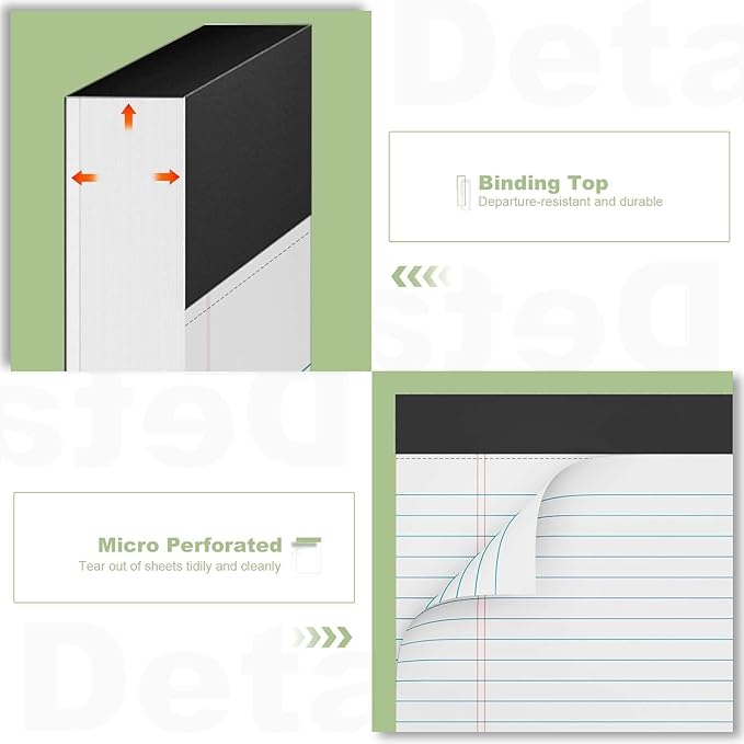White Legal Pads 8.5 x 11 Narrow Ruled, 24 Pack Notepads College Ruled Pads of - Image 5