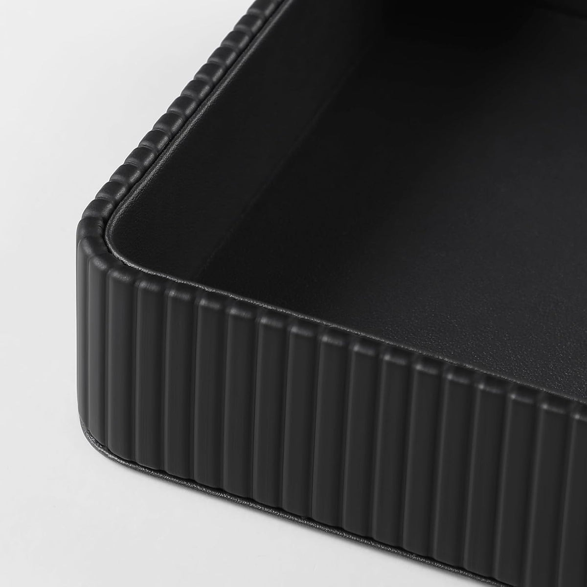 Desk Organizer Tray, PU Leather Nightstand Organizer, Black 2-Pack