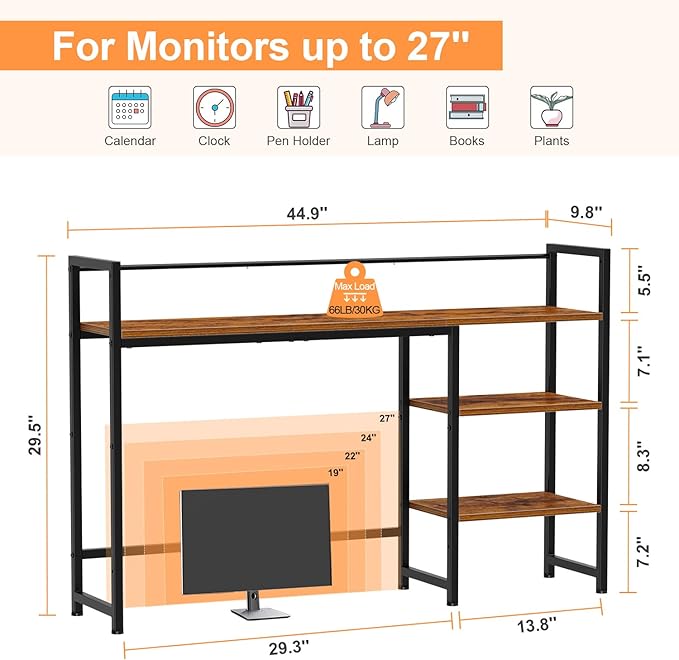 Snughome Desk Shelf, 44.9" Large Desktop Organizer Shelf, Desk Hutch - Image 3