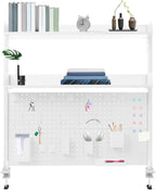 Dlinanta Clamp-On Pegboard Desk Organizer, 2-Tier Clamp On Desk Shelf