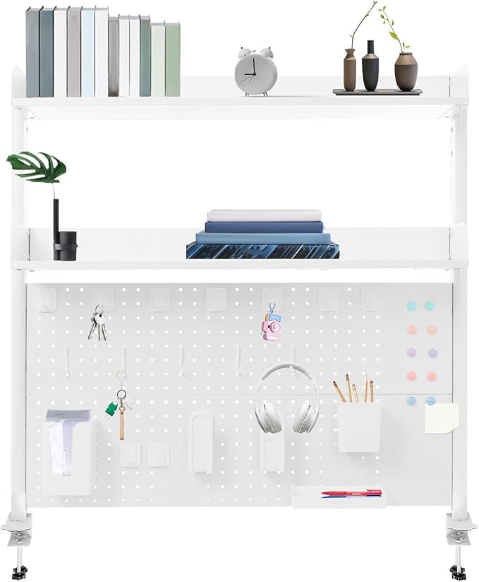 Dlinanta Clamp-On Pegboard Desk Organizer, 2-Tier Clamp On Desk Shelf by Unknown